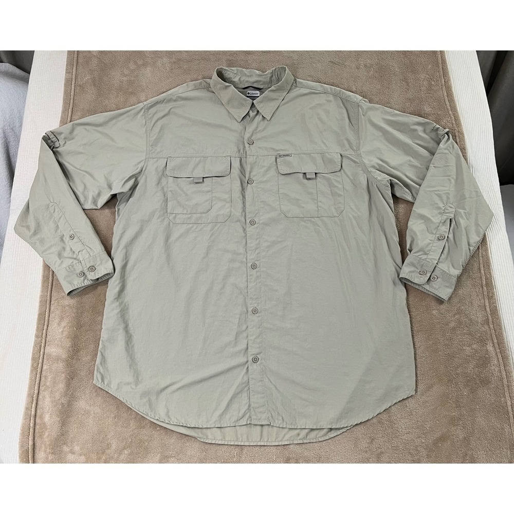 Columbia Titanium shirt mens size XXL Beige Long Sleeve Button Up Fishing